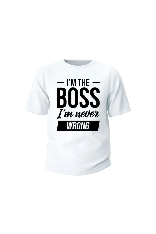 Koszulka dziecięca Im the boss im never wrong - biała