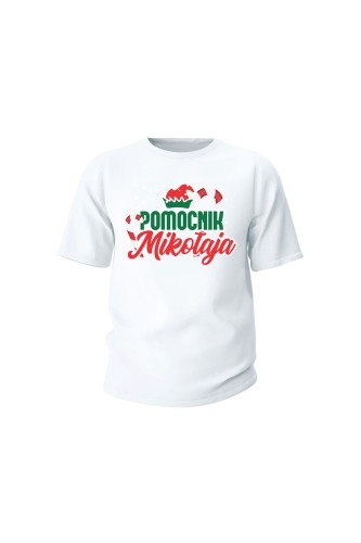 Koszulka dziecięca Pomocnik Mikołaja - biała