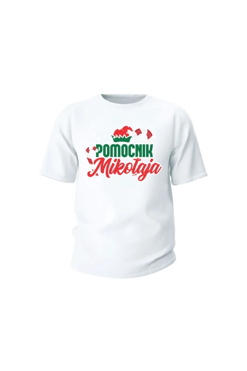 Koszulka dziecięca Pomocnik Mikołaja - biała