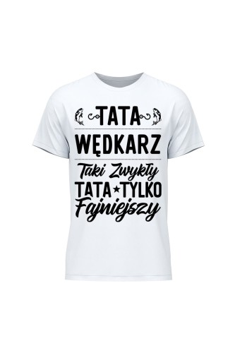 Koszulka męska Fajniejszy Tata wędkarz - biała