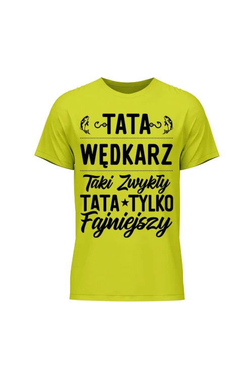 Koszulka męska Fajniejszy Tata wędkarz - limonka