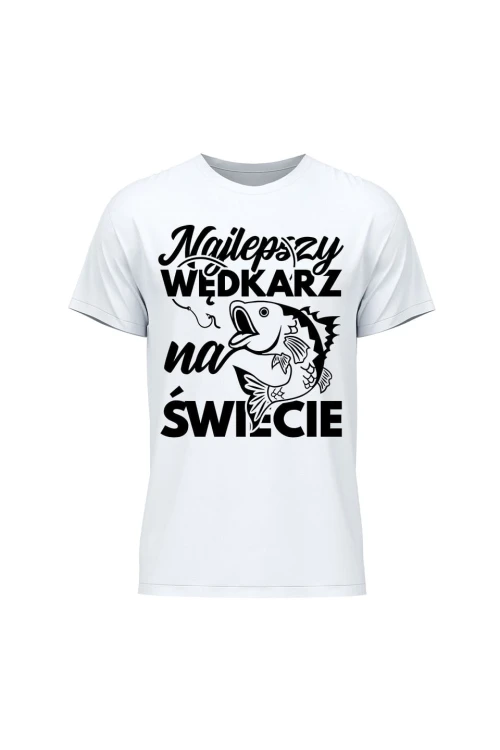 Koszulka męska Najlepszy wędkarz na świecie - biała