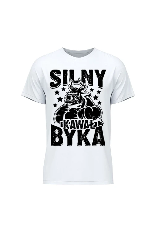 Koszulka męska Silny Kawał Byka - biała