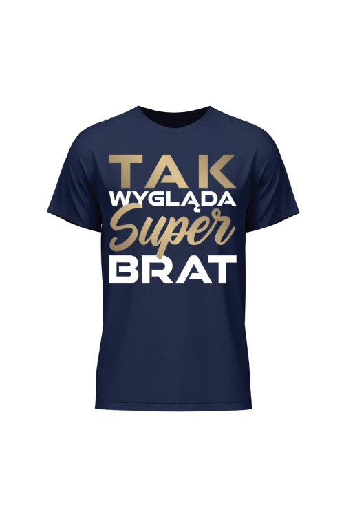 Koszulka męska Tak wygląda super brat - granatowa
