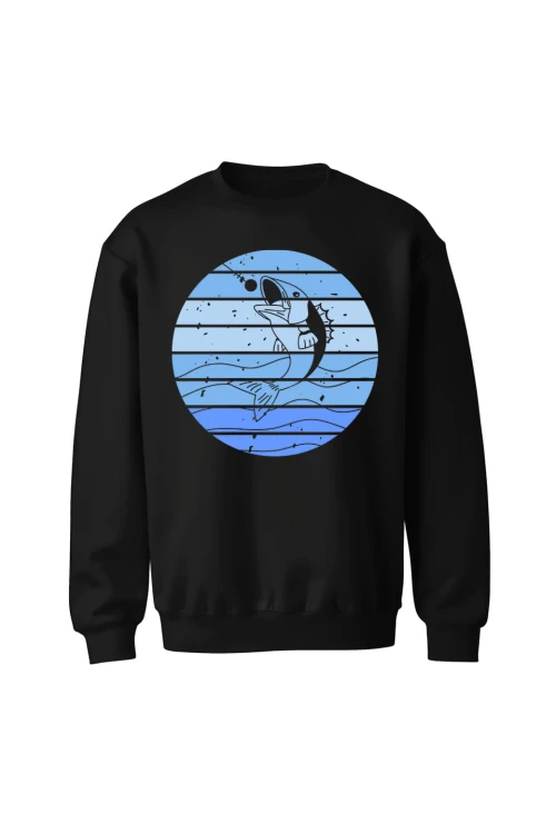 Bluza bez kaptura  z Rybą - czarna