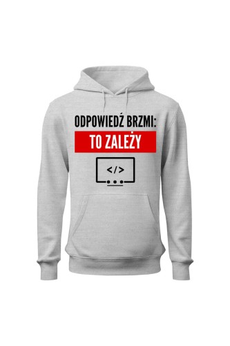 Bluza męska z kapturem Odpowiedź brzmi To zależy - szara