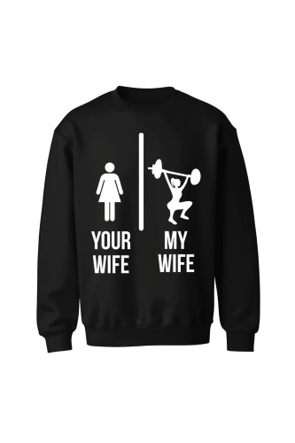 Bluza bez kaptura Twoja Żona vs Moja Żona - czarna