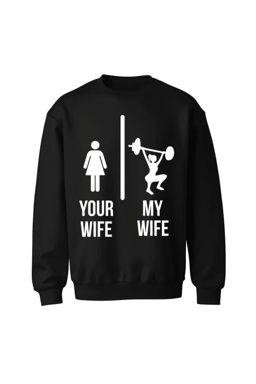 Bluza bez kaptura Twoja Żona vs Moja Żona - czarna