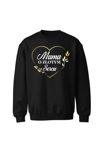 Bluza bez kaptura Mama o złotym sercu - czarna