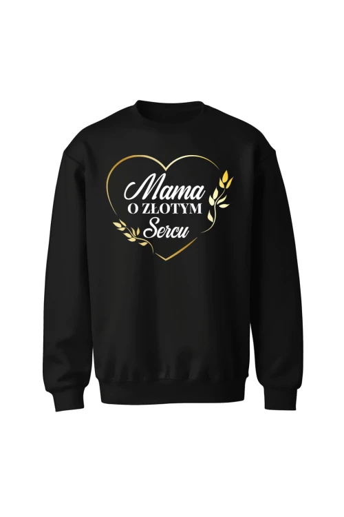 Bluza bez kaptura Mama o złotym sercu - czarna