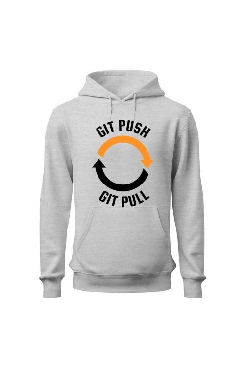 Bluza męska z kapturem Git push git pull - szara