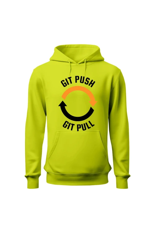 Bluza męska z kapturem Git push git pull - limonka