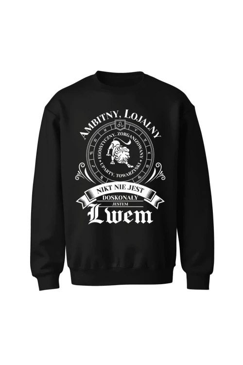 Bluza bez kaptura Nikt nie jest doskonały jestem Lwem - czarna