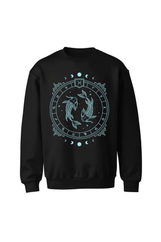 Bluza bez kaptura Ryby - czarna