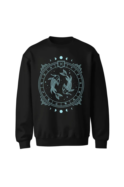 Bluza bez kaptura Ryby - czarna