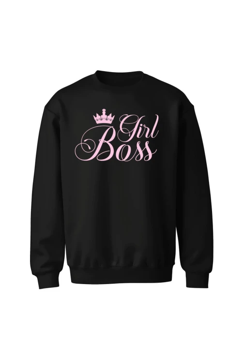 Bluza bez kaptura Girl Boss - czarna