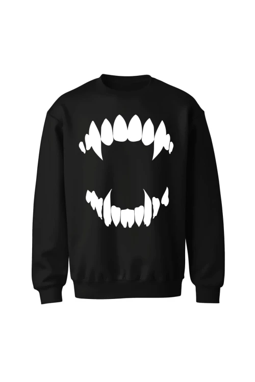 Bluza bez kaptura Zęby wampira - czarna