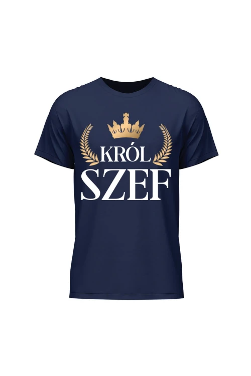 Koszulka męska Król szef - granatowa
