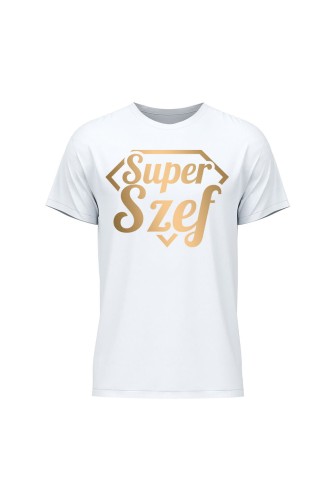 Koszulka męska Super szef - biała