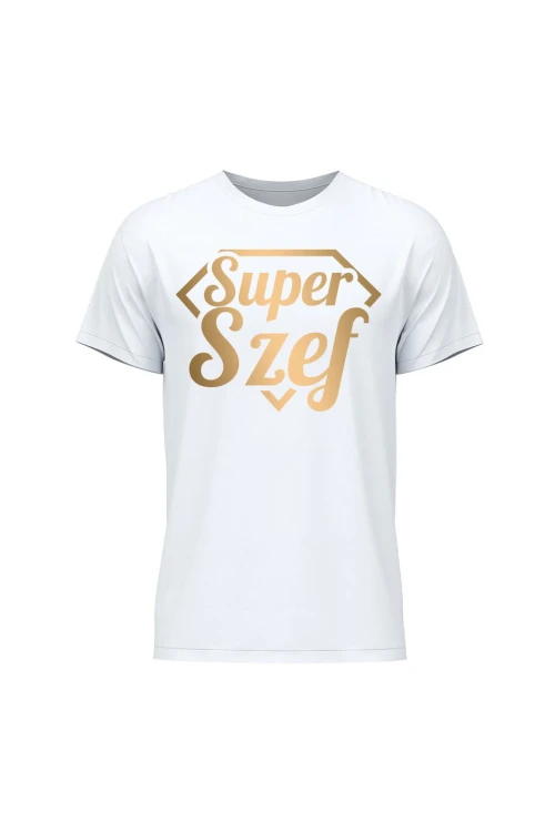 Koszulka męska Super szef - biała
