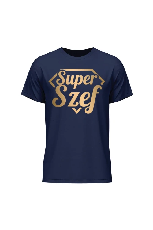 Koszulka męska Super szef - granatowa