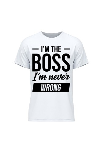 Koszulka męska Im the boss im never wrong - biała