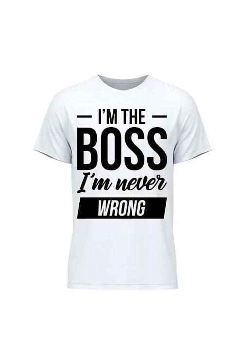 Koszulka męska Im the boss im never wrong - biała