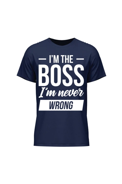 Koszulka męska Im the boss im never wrong - granatowa