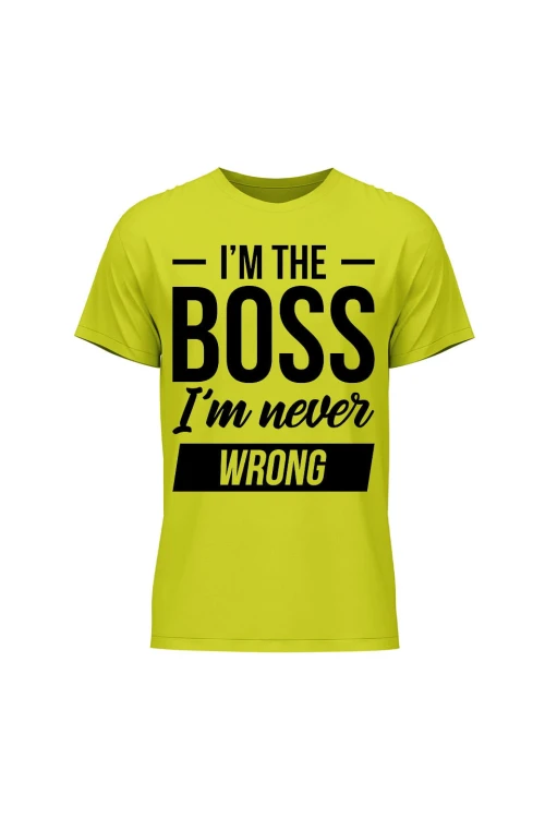 Koszulka męska Im the boss im never wrong - limonka