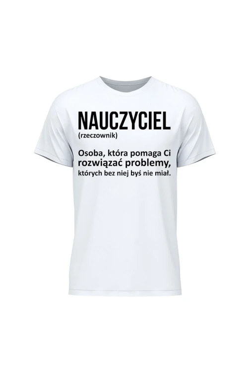 Koszulka męska Nauczyciel rzeczownik - biała
