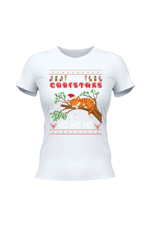 Koszulka damska Lazy christmas ho ho ho - biała