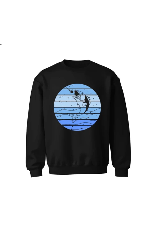 Bluza dziecięca bez kaptura  z Rybą - czarna