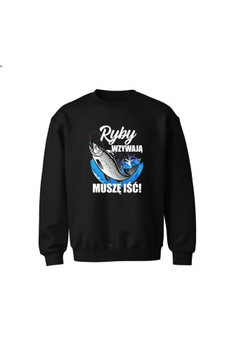 Bluza dziecięca bez kaptura Ryby wzywają muszę iść - czarna
