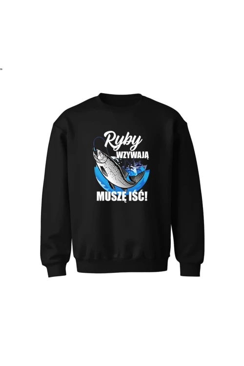 Bluza dziecięca bez kaptura Ryby wzywają muszę iść - czarna
