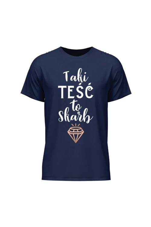 Koszulka męska Taki Teść to Skarb - granatowa