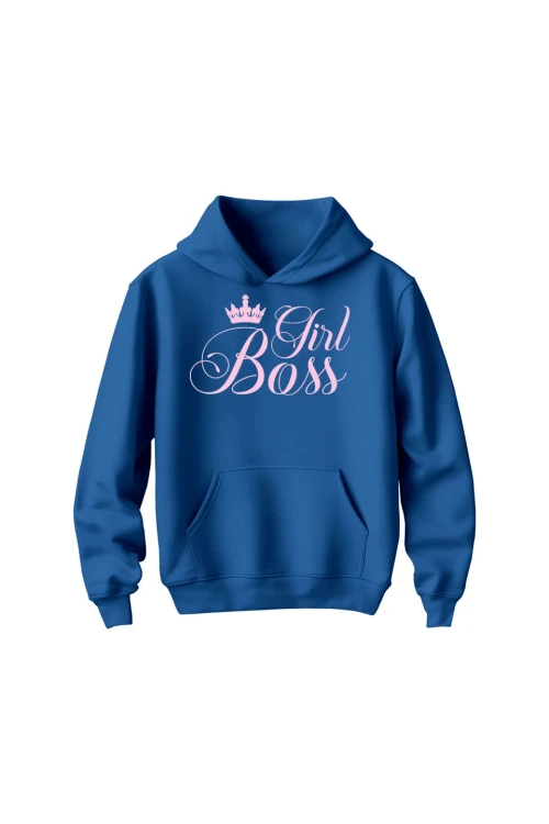 Bluza dziecięca z kapturem Girl Boss - niebieska