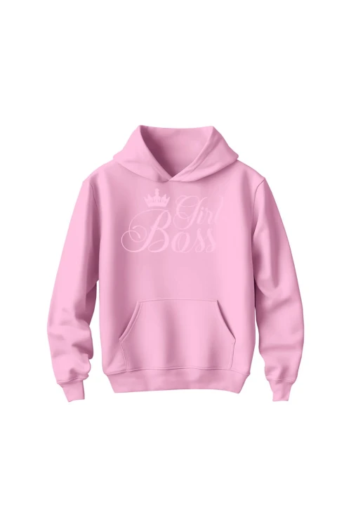 Bluza dziecięca z kapturem Girl Boss - różowa