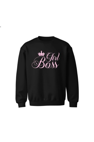 Bluza dziecięca bez kaptura Girl Boss - czarna