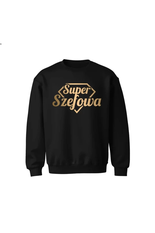 Bluza dziecięca bez kaptura Super Szefowa złoty nadruk - czarna