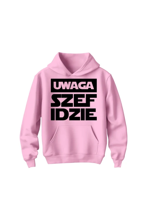 Bluza dziecięca z kapturem Uwaga szef idzie - różowa
