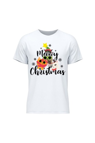 Koszulka męska Meowy Christmas - biała