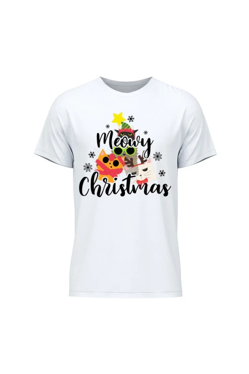 Koszulka męska Meowy Christmas - biała