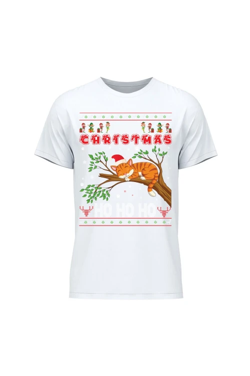 Koszulka męska Lazy christmas ho ho ho - biała