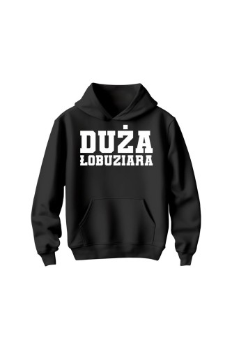 Bluza dziecięca z kapturem Duża Łobuziara - czarna