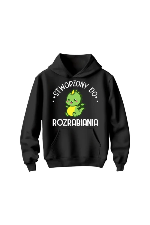 Bluza dziecięca z kapturem stworzony do rozrabiania - czarna