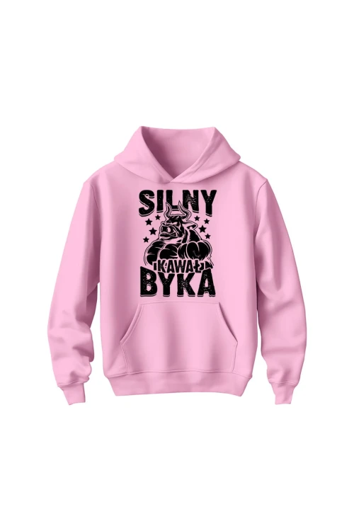 Bluza dziecięca z kapturem Silny Kawał Byka - różowa