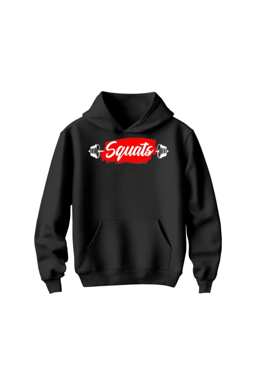 Bluza dziecięca z kapturem Squats - czarna