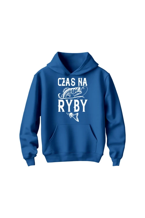 Bluza dziecięca z kapturem Czas na ryby - niebieska