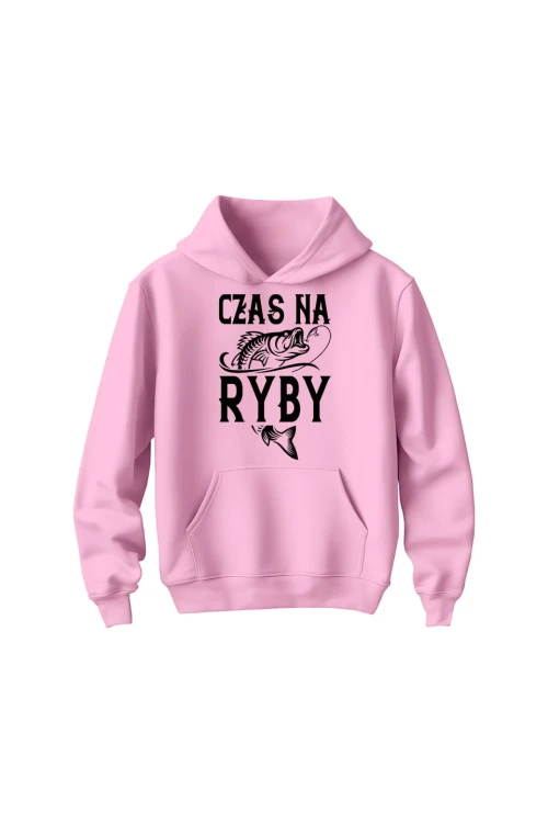 Bluza dziecięca z kapturem Czas na ryby - różowa