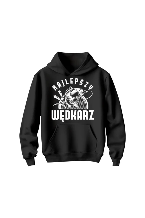 Bluza dziecięca z kapturem Najlepszy wędkarz - czarna
